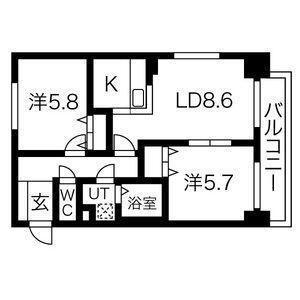 ヘルム21(2LDK/11階)の間取り写真