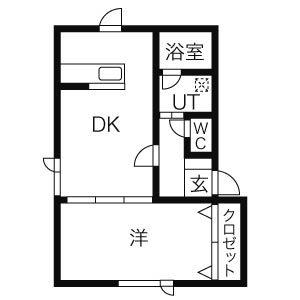 ランドマーク平岸A棟(1LDK/2階)の間取り写真