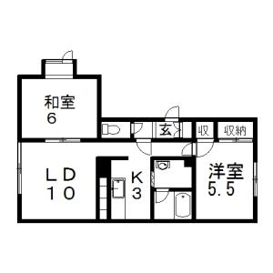 バンブー10(2LDK/2階)の間取り写真