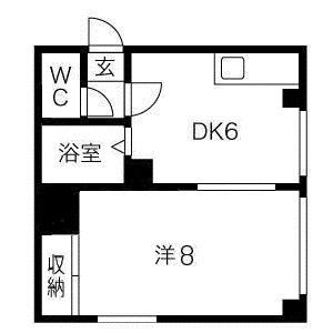 もえぎ第2マンション(1LDK/1階)の間取り写真