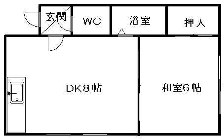 サンホームマンション美奈川(1DK/2階)の間取り写真