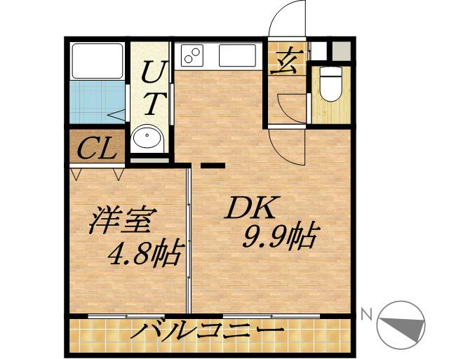 ヌーヴェルコート(1LDK/4階)の間取り写真