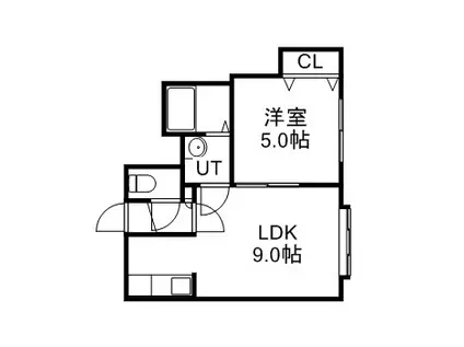 ビーブルー(1LDK/1階)の間取り写真