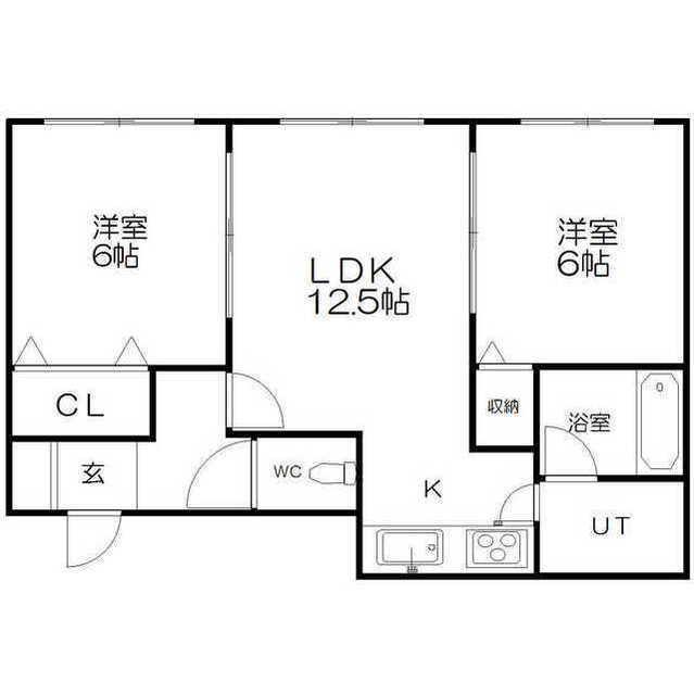 ピュアフィールド(2LDK/4階)の間取り写真