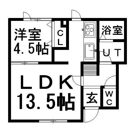 ハイツエフエイ(1LDK/3階)の間取り写真