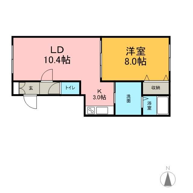 ラヴィセーヌ菊水上町(1LDK/2階)の間取り写真