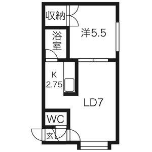 ウエストヴィレッヂII(1LDK/2階)の間取り写真