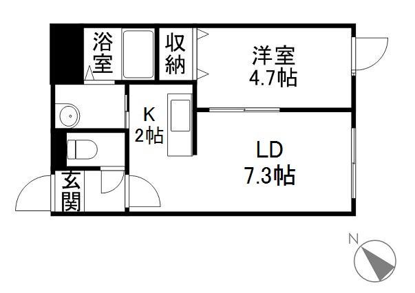 グランディール45(1LDK/1階)の間取り写真