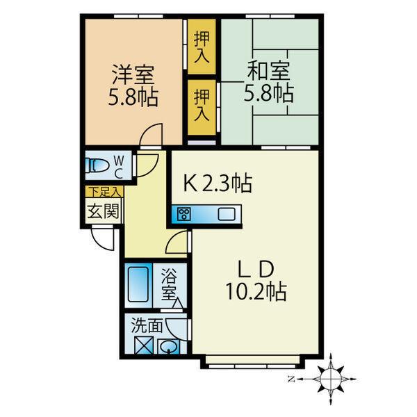シーケンス(2LDK/1階)の間取り写真