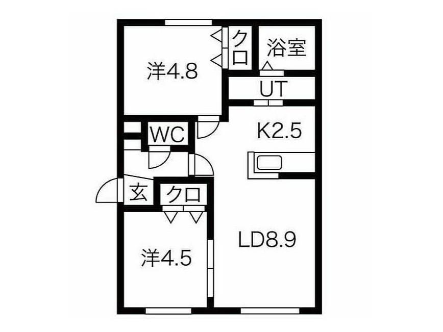 プリオール月寒東(2LDK/1階)の間取り写真