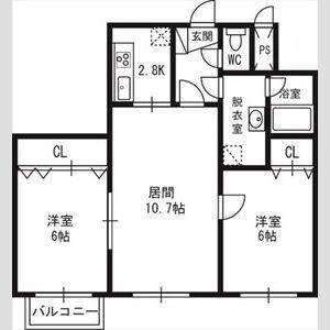 コンフォートYS(2LDK/3階)の間取り写真