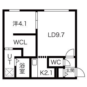 ブルーイング大通東(1LDK/3階)の間取り写真