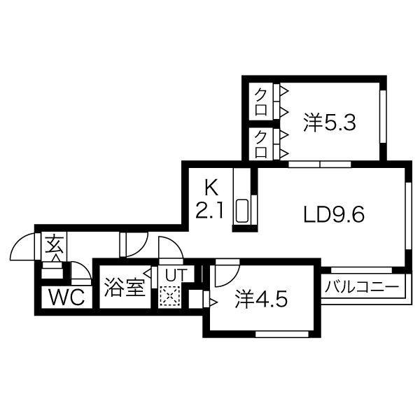 ブランシャールALAIN東札幌(2LDK/4階)の間取り写真