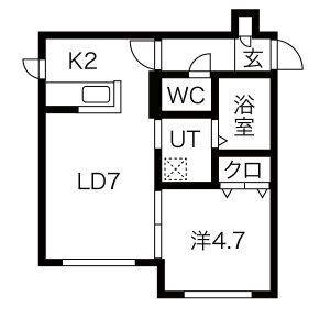 ラージヒル菊水(1LDK/3階)の間取り写真