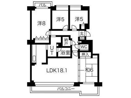 ドミール福住一条(4LDK/8階)の間取り写真