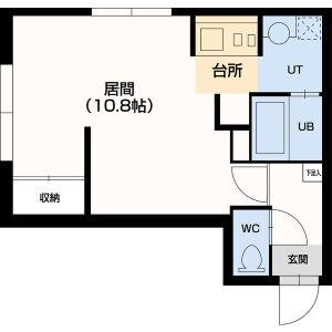 アーバンクラスタ新札幌Ⅲ(1K/3階)の間取り写真