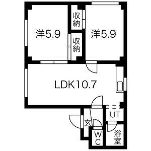 リ・ビエール(2LDK/4階)の間取り写真