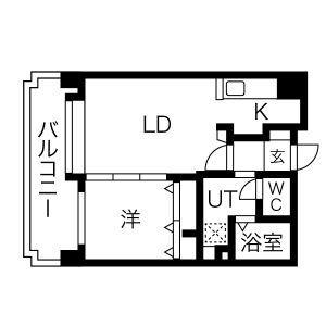 アクセス東札幌(1DK/10階)の間取り写真