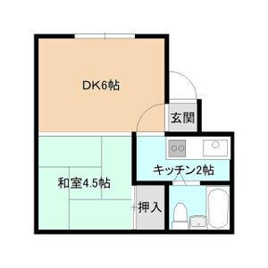 フレクション南郷(1LDK/1階)の間取り写真