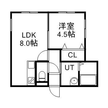 リデーレ菊水(1LDK/5階)の間取り写真