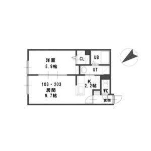 ルミエールかえで(1LDK/1階)の間取り写真