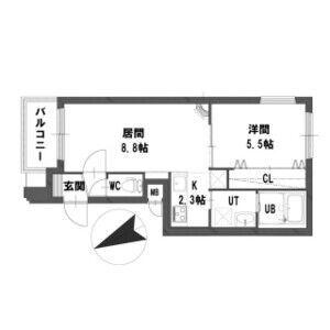 グランメール南郷12南(1LDK/1階)の間取り写真