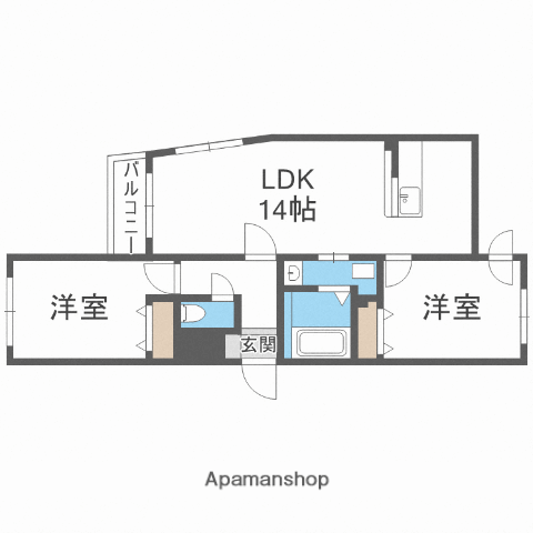 システムコート大通東(2LDK/3階)の間取り写真