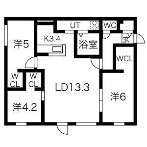 SENNA本通19南MS B棟(3LDK/3階)の間取り写真