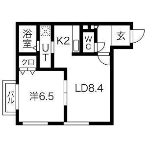 VIVACE平岸(1LDK/4階)の間取り写真