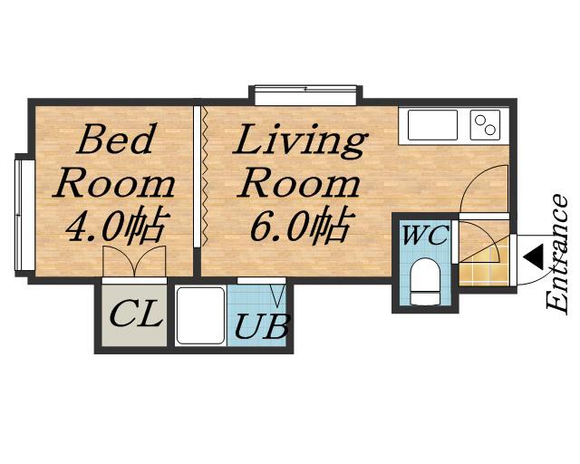 クルーズハウス南郷A棟(1DK/2階)の間取り写真