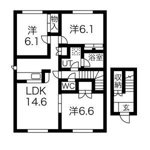 サンタウン海A(3LDK/2階)の間取り写真
