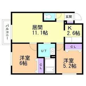 ラデュレひばりが丘(2LDK/1階)の間取り写真