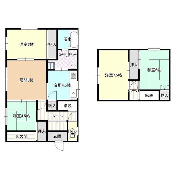 北海道札幌市豊平区 2階建 築55年(4LDK)の間取り写真