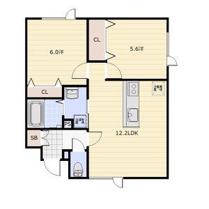 EIE月寒西(2LDK/4階)の間取り写真