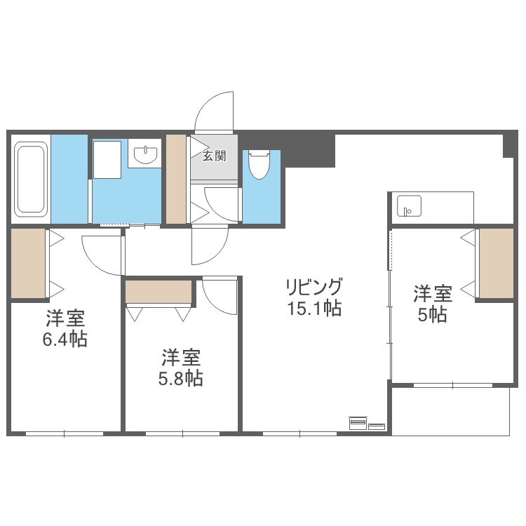 FRANZ TSUKISAMU KOEN(3LDK/2階)の間取り写真
