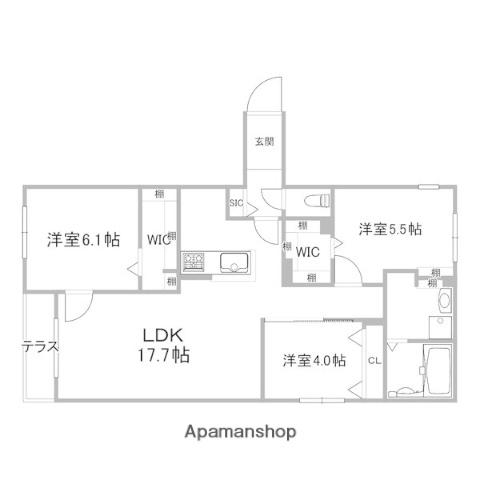 ブランシャール菊水HD(3LDK/1階)の間取り写真