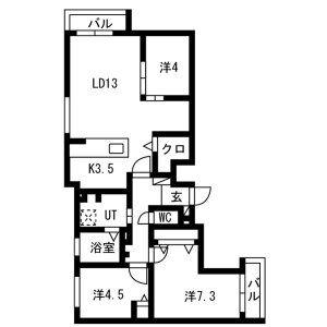 カームヒルズ西岡(3LDK/5階)の間取り写真