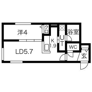 SASA南郷(1LDK/3階)の間取り写真