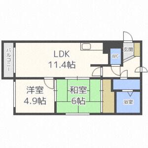 ジョイパレスA(2LDK/4階)の間取り写真