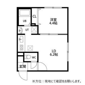 フラット南平岸(1DK/2階)の間取り写真