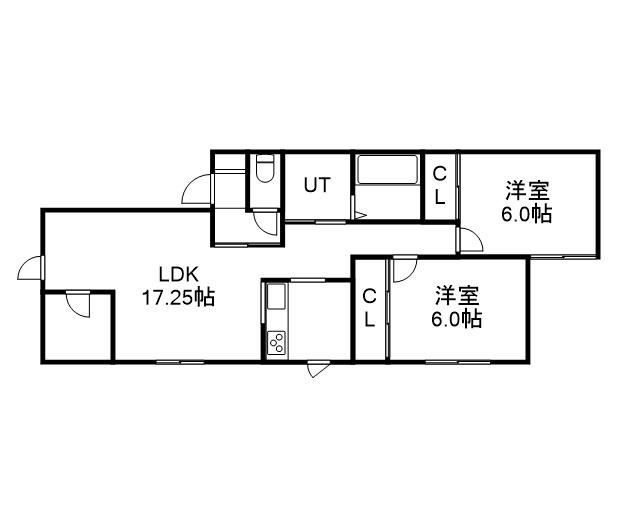 南郷通9丁目長井APⅠ(2LDK/2階)の間取り写真
