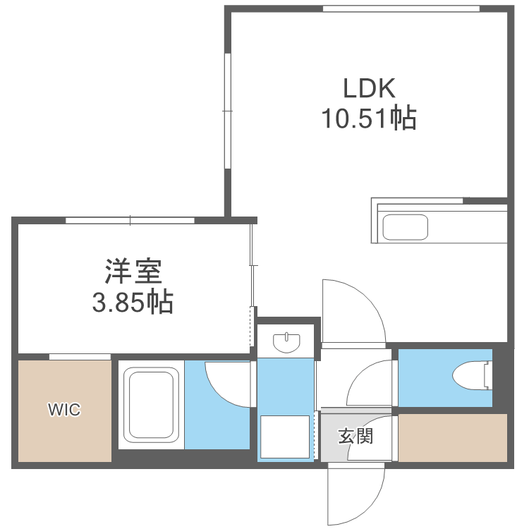ラ・シュエット栄通C(1LDK/3階)の間取り写真