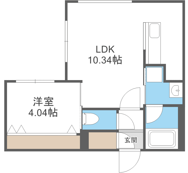 ラ・シュエット栄通A(1LDK/4階)の間取り写真