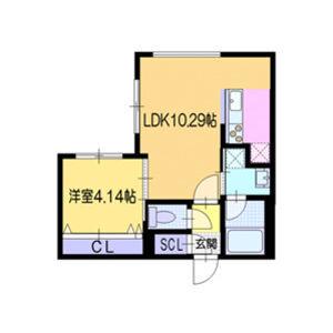 ラ・シュエット栄通B(1LDK/2階)の間取り写真
