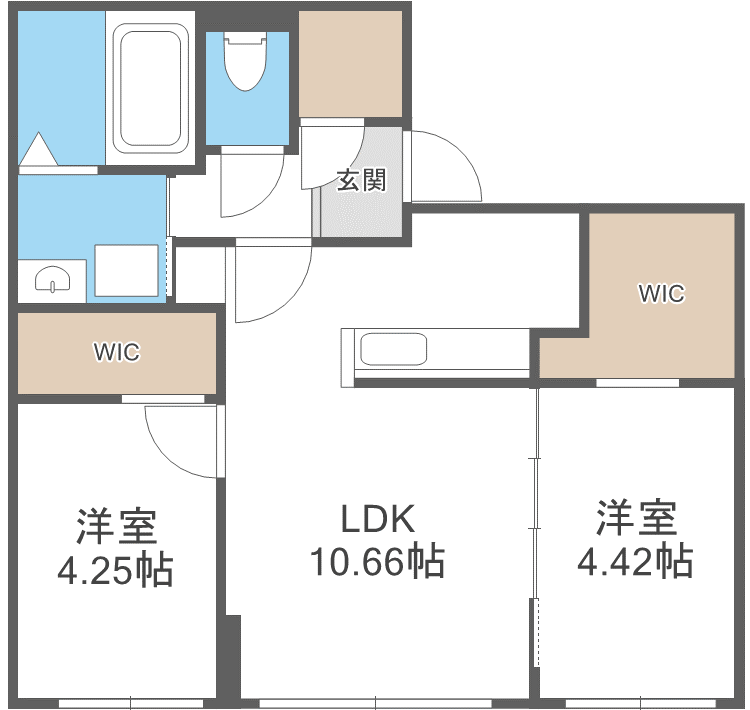 ラ・シュエット栄通B(2LDK/3階)の間取り写真