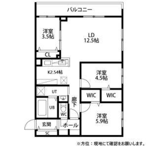 RITZ GRANDE月寒(3LDK/1階)の間取り写真