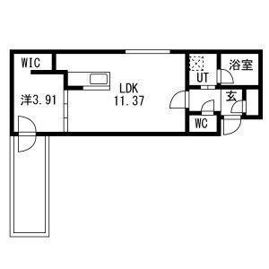 GA-福住1-1MS A棟(1LDK/1階)の間取り写真