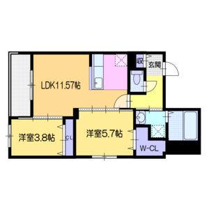 栄通12MSウエスト(2LDK/3階)の間取り写真