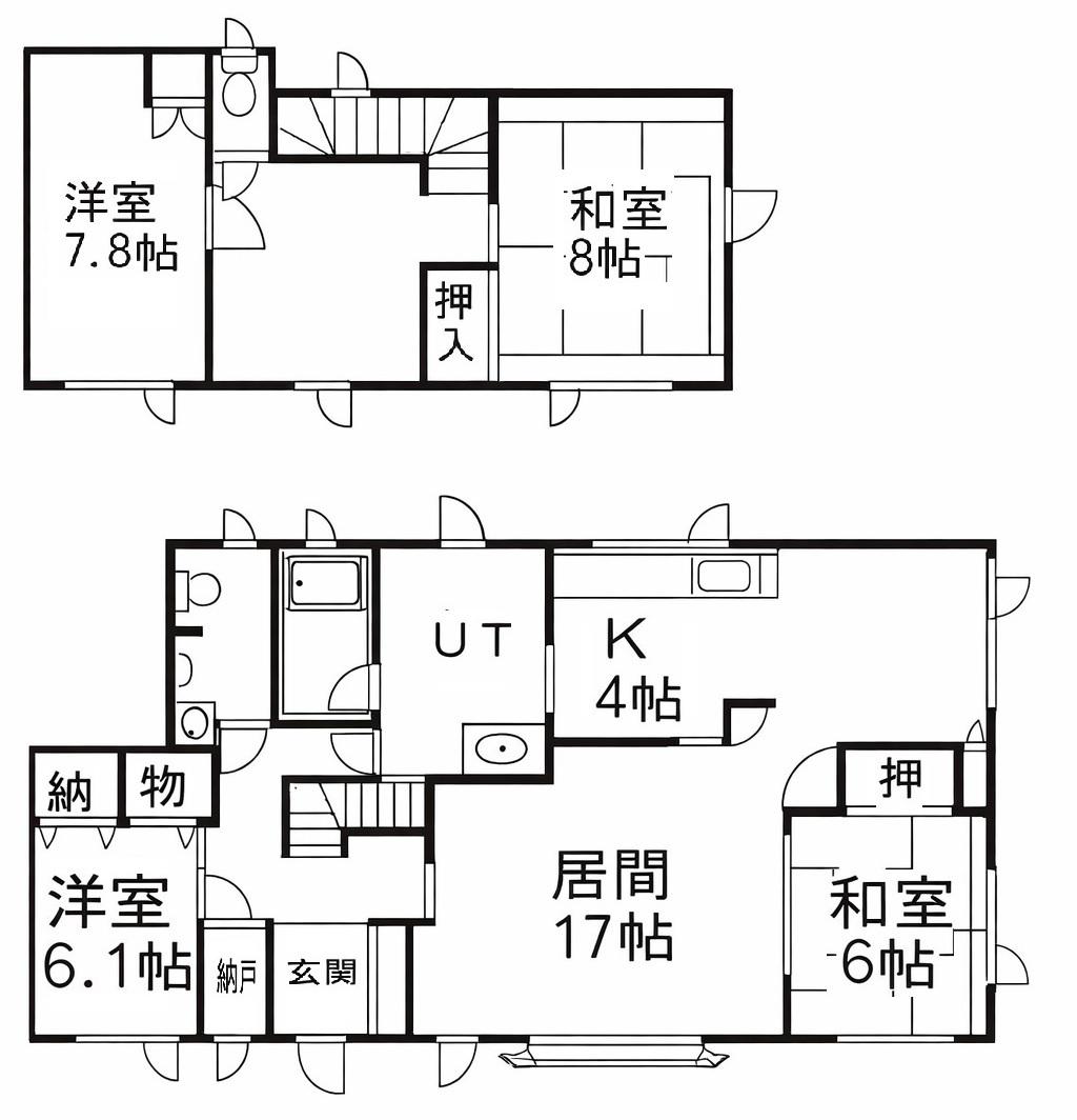 札幌市東西線 ひばりが丘駅(北海道) 徒歩10分 2階建 築33年(4LDK)の間取り写真