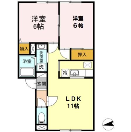 アーヴァン84(2LDK/1階)の間取り写真